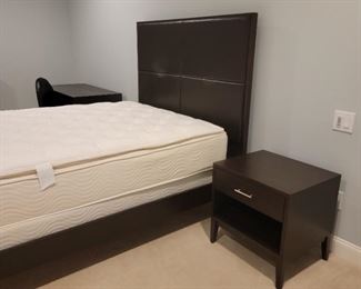 62"h x 62"w queen bed with Beautyrest mattress, side table: 24 x 23 x 20 $295