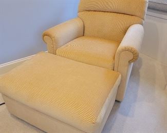 Swivel chair: 33 x 33 x 31" ottoman with casters: 16 x 31 x 21:  $450