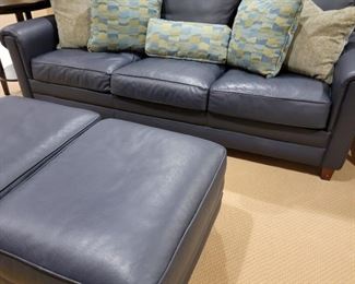 American Leather Sofa: 34 x 78 x 38", ottomans (2): 16 x 29 x 22"