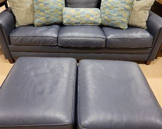 American Leather Sofa: 34 x 78 x 38", ottomans (2): 16 x 29 x 22"