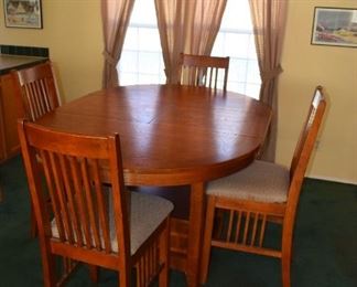 Bar Height Dining Room Table and Chairs with storable leaf