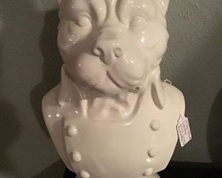 White Busted French Bulldog Statue
