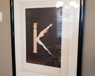 Framed Erté print, "Autumn Song"