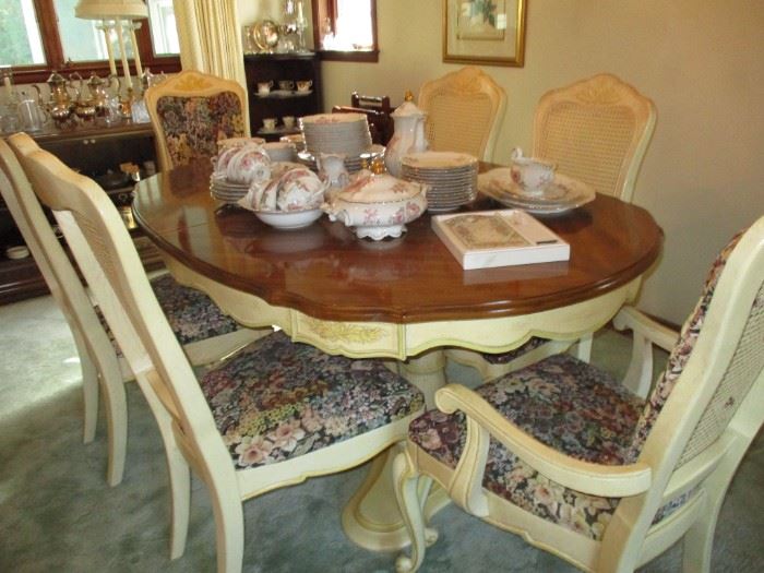 Dining table with six chairs