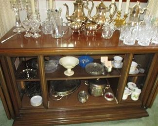 Crystal, silver plate & china