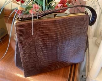 Wonderful lizard vintage handbag, great shape