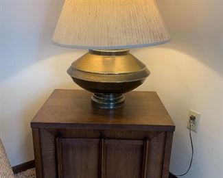Large brass lamp, MCM End table 