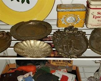 Variety of antique brass trays