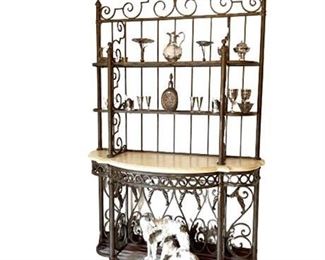 Lot 011
Wrought Iron and Marble Bakers Rack
