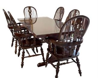 Lot 013
Harden Trestle Table and Windsor Chair Dining Set