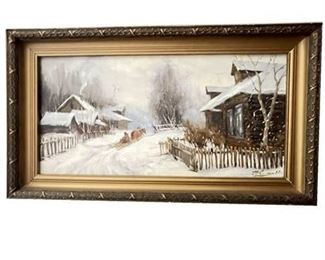 Lot 020
Oil on Canvas Winter Scene, Signed and Dated