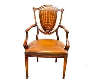 Lot 054
Reproduction 19th C Italian Inlaid Shield Back Dining Chair