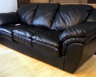 Pleather 3 Cushion Sofa, 38" x 94" x 38"