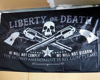 United States Of America Flag, 28" x 50", And Liberty Or Death Flag, 36" x 61"