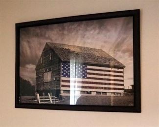 Framed Under Glass Patriotic Barn Print, 27" x 39"