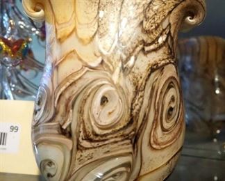 Gozo Art Glass Stone Collection Vase With Original Label