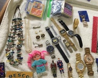 Watches, Native American jewelry, vintage toys, Pokémon cards!