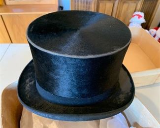 Antique Lincoln Bennett & Co Black Top Hat w/ Case London 