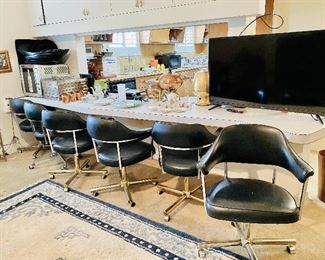 6 Cal Designs black vinyl and chrome chairs