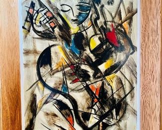 Kajan mid century painting oil on board 