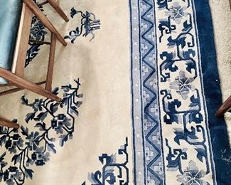 9’ x 12’ carved wool Asian rug