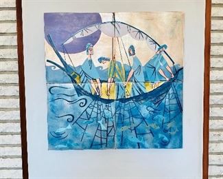 Mounted and framed enamel on copper 