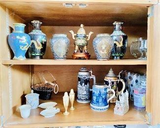 Cloisonné and beer steins