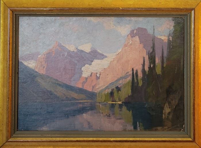 Collection of three antique oil paintings by Fritz Biberstein. 