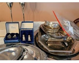Collection of silver serving items. 