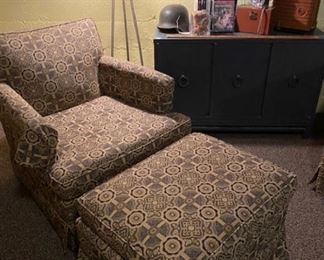 Pair of chairs with and an ottoman. 