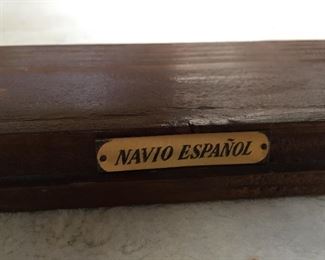 Vintage "Navio Espanol" 1700s Spanish Frigate Naval Wood Model Ship