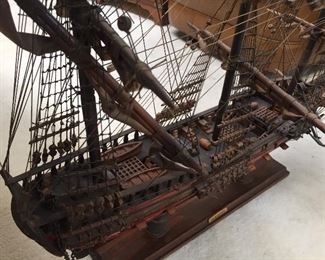 Vintage "Navio Espanol" 1700s Spanish Frigate Naval Wood Model Ship