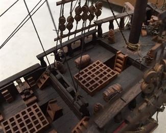 Vintage "Navio Espanol" 1700s Spanish Frigate Naval Wood Model Ship