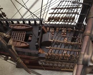 Vintage "Navio Espanol" 1700s Spanish Frigate Naval Wood Model Ship