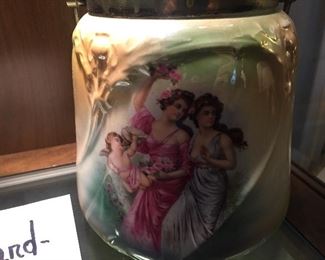 Antique Hand Painted Porcelain Cookie Jar