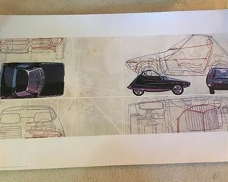 Midcentury Syd Mead Futuristic Automotive Car Art Prints