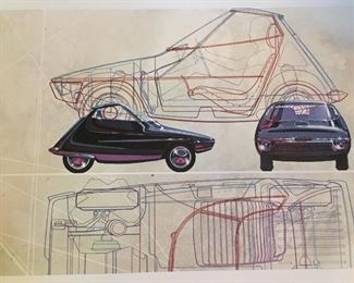 Midcentury Syd Mead Futuristic Automotive Car Art Prints