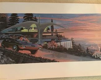 Midcentury Syd Mead Futuristic Automotive Car Art Prints