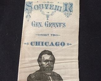 Silk Political Ribbon from 1879 Visit of Gen. Ulysses S. Grant to Chicago's McVicker's Theater
