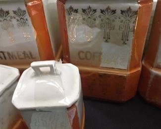 Antique Orange and Cream Bavarian Lustreware Spice Container Set