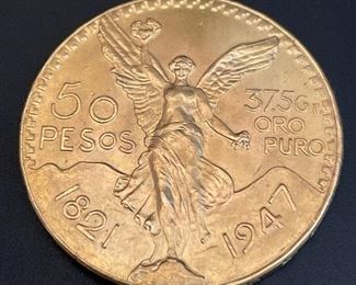1821-1947 Mexican Gold Coin - 50 Pesos