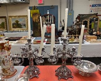 Rococo style 5 arm candelabras.