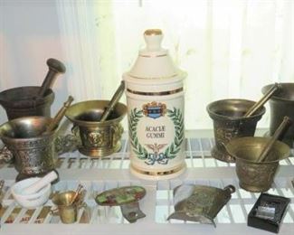 Vintage Brass Rx Pharmacy Apothecary Mortar and Pestle Collection
