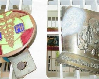 Vintage Enamel Metal Caduceus - Rod of Hermes Emblem