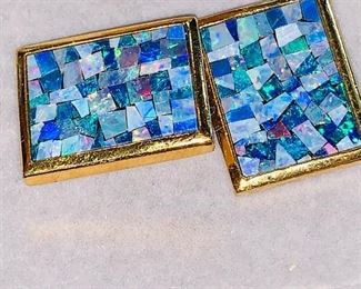 opal mosaic inlaid cufflinks.