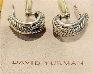 David Yurman Omega bkack cable earrings.