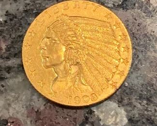 1908 gold indian 2 1/2 dollar coin !