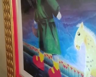 Mackenzie Thorpe Walking The Horse Serigraph on paper