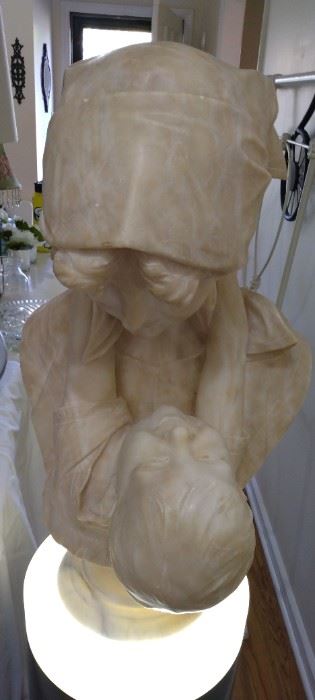 Alabaster Woman and Child bust
