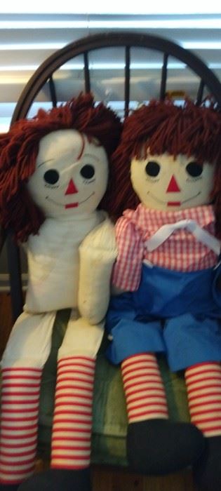 Vintage Raggedy Ann and Andy dolls